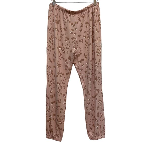 Como Blu Blush Pink Animal Print Top & Pant Lounge Pajama Set Women's Size L - Picture 10 of 13